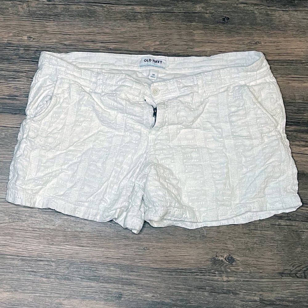 Old Navy White Embroidered Shorts
